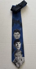 Vtg. Necktie Tie Ralph Marlin Star Trek Captain Kirk,  Bones & Spock 55" 1994