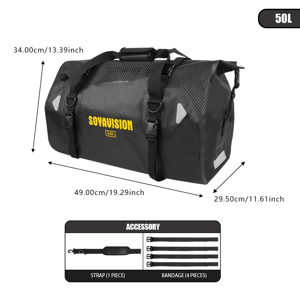 50L мотоцикла хвост сумка сиденье упаковка путешествий задний багажник сумка для переноски водонепроницаемый - Изображение 2 из 4