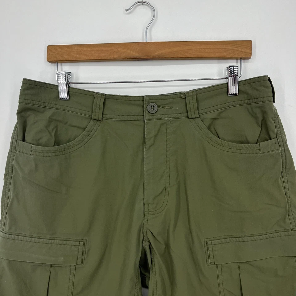 Мужские шорты REI Cargo размер 34 оливково-зеленые плоские спереди однотонные для походов на открытом воздухе - Изображение 2 из 4