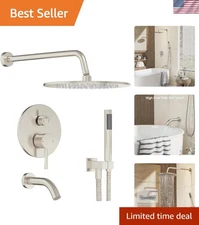 Wall Mounted Rainfall Shower Set - Brushed Nickel