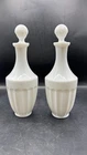 Lot of 2 Vintage Milk Glass Paneled Cruet Pair 8 in Decanters