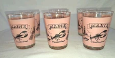 Set Of Six Vintage Maine Vacation Land 4oz. Drinking Glasses