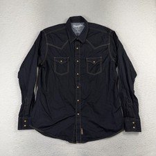 Wrangler Retro Premium Pearl Snap Shirt Western Mens XL Black LongSleeve Pocket