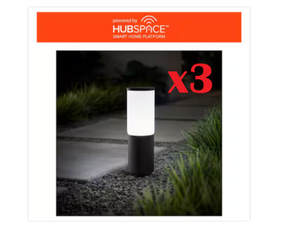 3 PK Hampton Bay Hartford 351 Lumen LED Smart Outdoor Bollard Light Hubspace NEW
