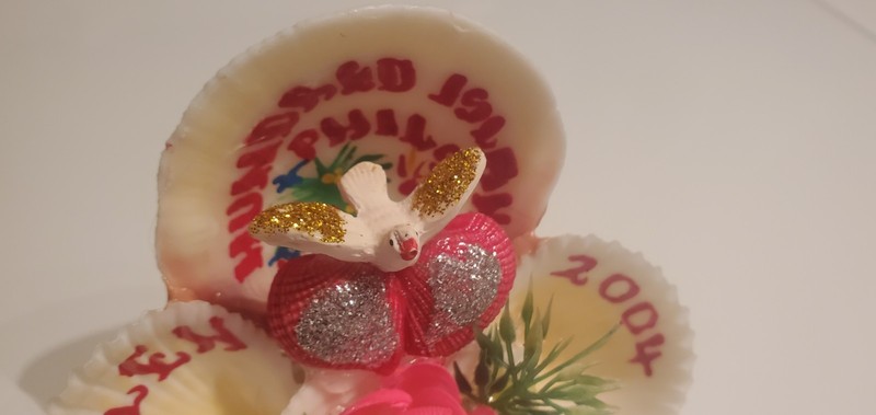Philippines Art Shells Flowers Dove Heart Sparkles "ELLEN" Humdred Islands 2004