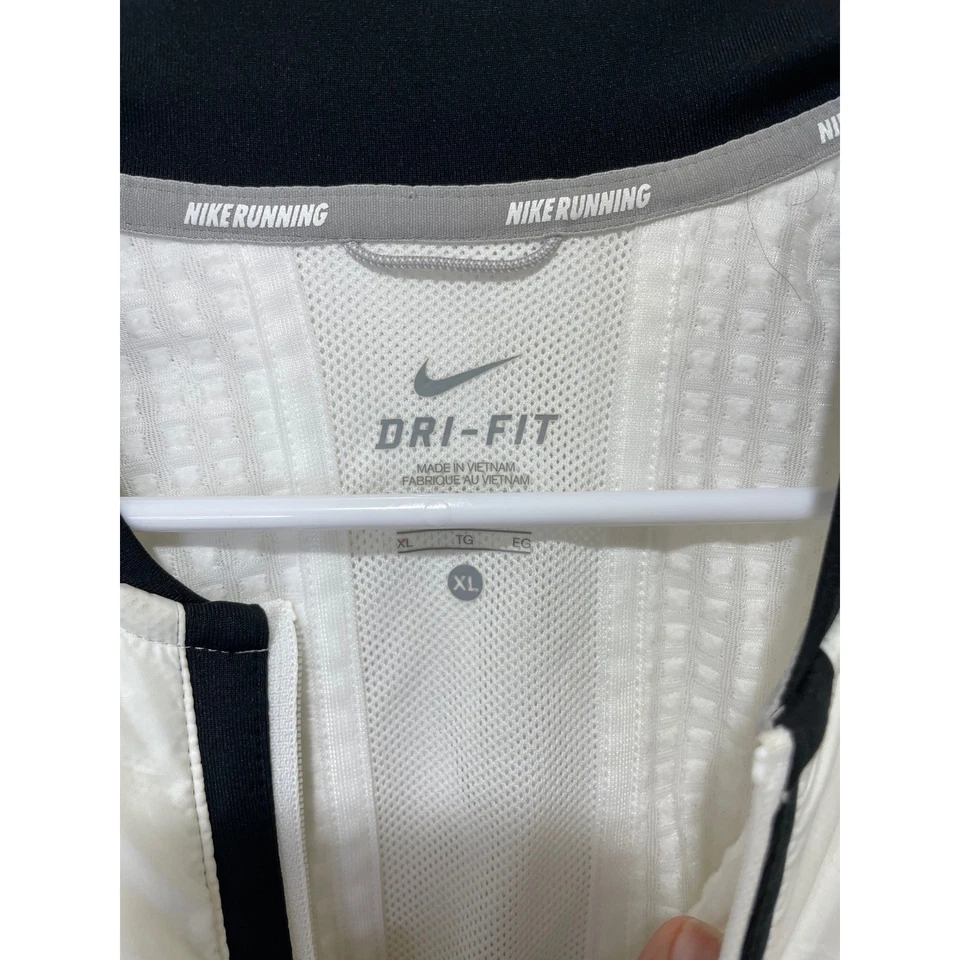 Chaqueta de Correr Nike Ligera Cremallera Completa Dri-FIT Blanca Negra XL Foto 3 de 4