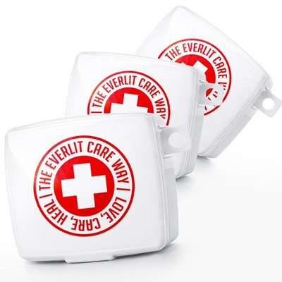 EVERLIT Pocket-Aid Kit | Travel-Friendly Hard-Shell Cases with 50 Items White