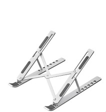Adjustable Laptop Stand Silver Aluminum Foldable Riser 10-17.3 Inch Cooling
