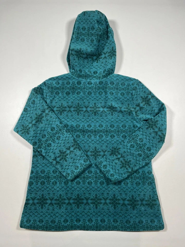 Denim & Co. Sudadera con capucha para mujer mediana verde azulado polar Fair Isle Pullover túnica cuello en V Foto 2 de 4