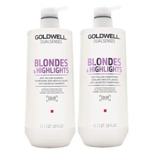 Goldwell Dualsenses Blonde Highlights Anti-Yellow Shampoo Conditioner Liter Set