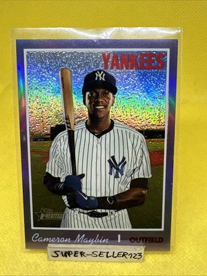 2019 TOPPS HERITAGE - CAMERON MAYBIN / Yankees - PURPLE CHROME CARD REFRACTOR - Bild 1 von 3