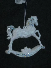 Kurt Adler - 4.5-5" Acrylic White/Silver Horse Ornament