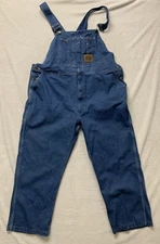 Vintage Work N Sport Bib Overalls Mens 48x30 Blue Denim Carpenter Workwear Farm