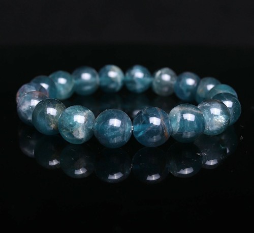 Pulsera de cuentas de cuarzo de cristal de fluorita azul natural de 11 mm AAAA C0945 - Imagen 2 de 6