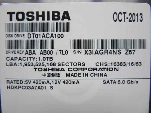 PCB for Toshiba 1TB HDD DT01ACA100 AB00/7L0 HDKPC03A7A01 S 0A90377 0J21827 2013 - Picture 8 of 8