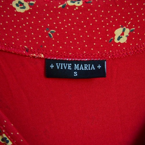 Vive Maria Kleid Gr. S Rot Beige Polkadot Blumen Muster Jersey Wickeloptik - Bild 5 von 11