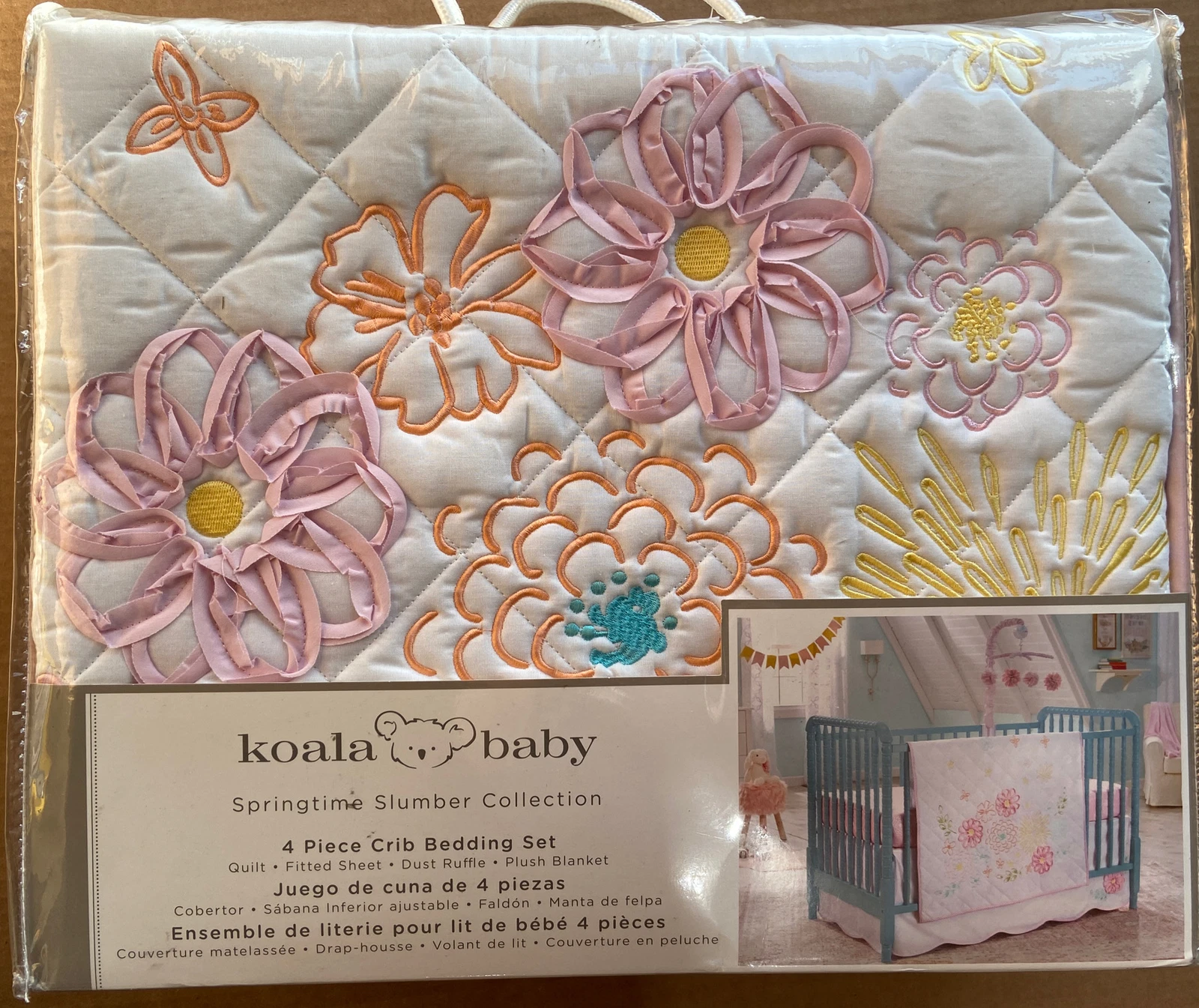 Koala Baby 4 Piece Crib Bedding Set White & Pink