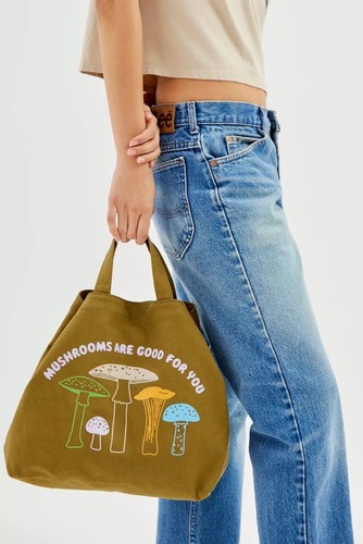 BAGGU UO Exclusive Horizontal Duck Bag Mushrooms Are Good For You NWOT