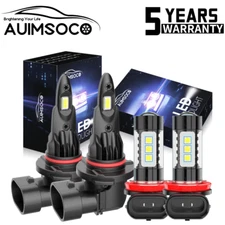For Dodge Durango 2014-2015 - 4x White LED Headlight & Fog Light Bulbs Combo Kit