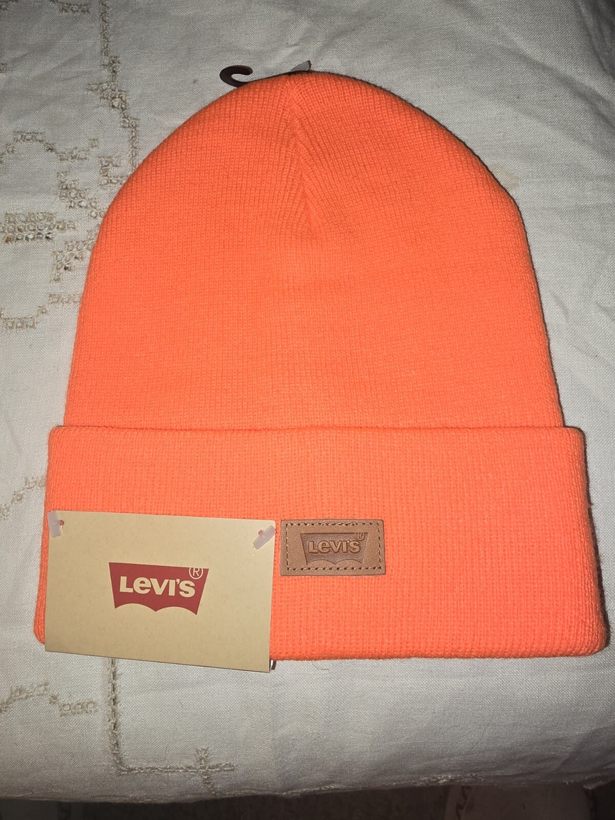 Levis Beanie Mens Bright Orange NEW