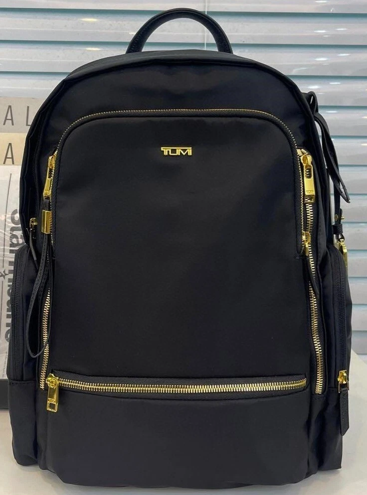 TUMI Witney Leather Backpack‎ Women Small Black Excellent Gold Hardware TUMI Voyageur Atlanta Backpack In Black/Gold 146574-2693 main image 4
