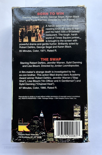ROBERT DENIRO, BORN TO WIN, THE SWAP, 2 TAPE BOX SET, VHS - Picture 3 of 7