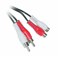 2 RCA Male to 2 RCA Female Stereo Audio Extension Cable (Red+White) 10 ft
