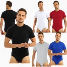 Men Bodysuit Gymnastics Jumpsuit Press Crotch Romper Workout Unitard Adults