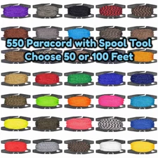 550 7-Strand Paracord With Black Spool Tool - 50 or 100 Feet