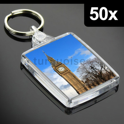 50x Premium Klar Acryl Rohling Schlüsselanhänger Schlüsselanhängsel 45 x 35 mm | Passfoto