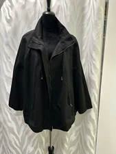 DENNIS by Dennis Basso Full Zip Lined Pockets Black Jacket (1X)