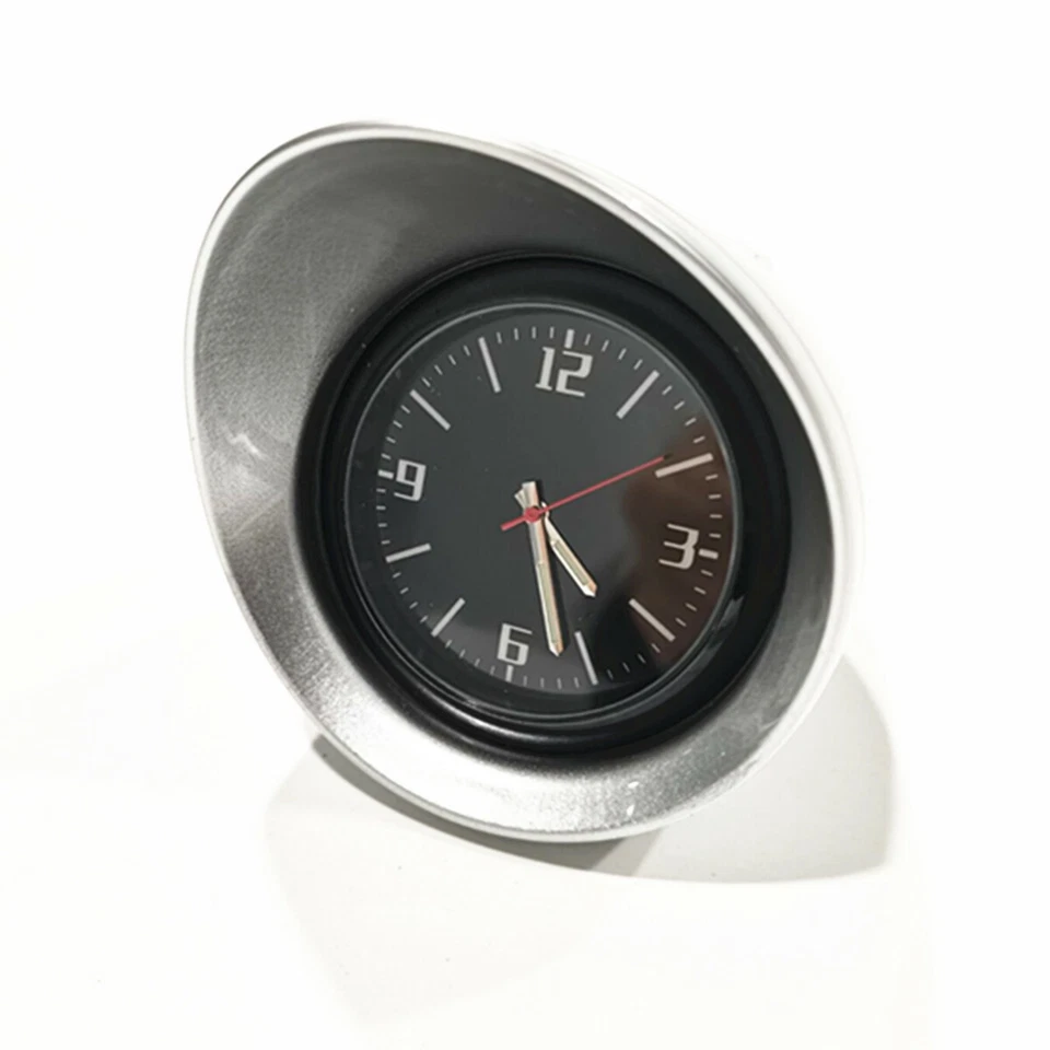 Dashboard Clock Luminous Pointer Time Gauge Car Console Trim Anti Scratch Silver - Image 4 of 4