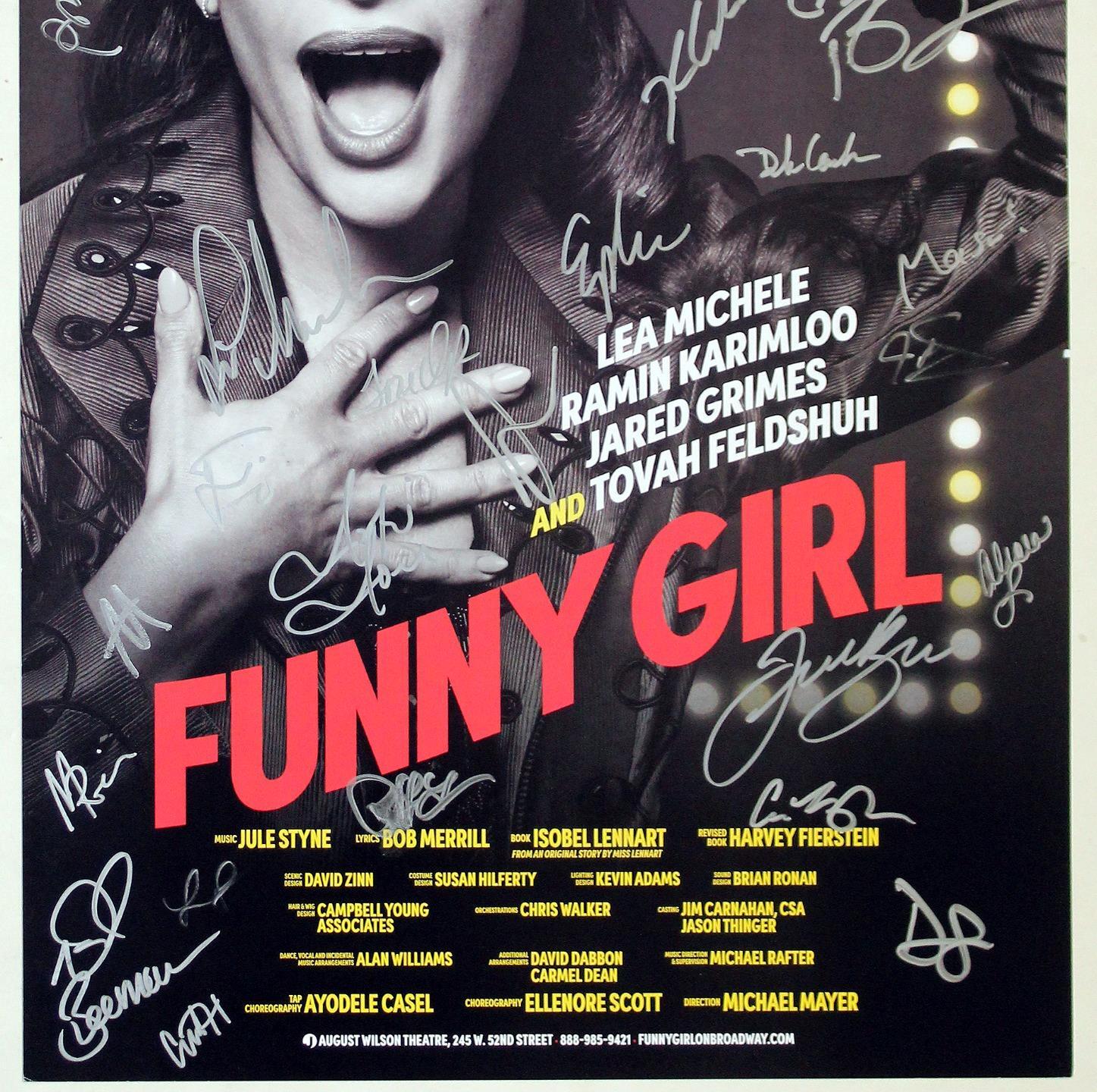 FUNNY GIRL Cast Lea Michele, Ramin Karimloo, Jared Grimes Signed Poster