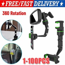 360 Car Rearview Mirror Rotation Adjustable Phone Holder Mount Multifunction LOT