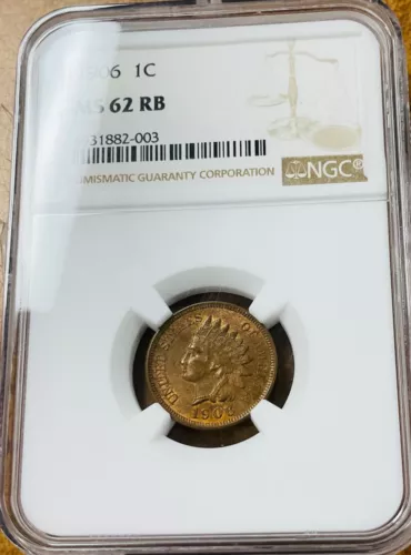 1906 Indian Head Cent NGC MS62 RB