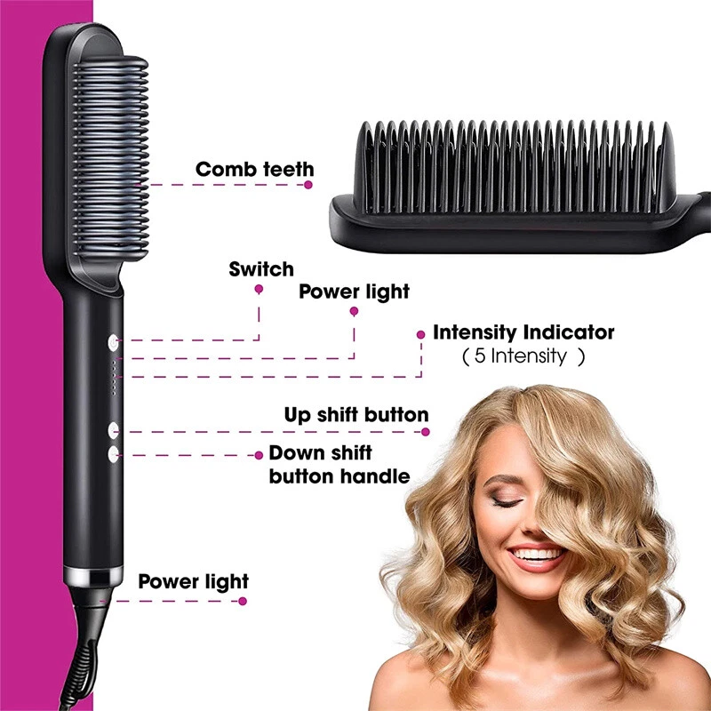New 2 In 1 Hair Straightener Hot Comb Negative Ion Curling Tong Dual-purpose Ele - Image 3 of 4