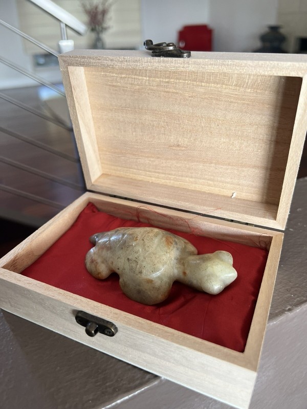 Chinese Antique Jade Carving with Box "4.2" (L) EE608