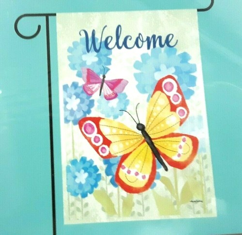 Welcome Butterfly Flowers Small Porch Garden Art Flag 12.5" X 18” Rain or Shine - 第 6/12 張圖片
