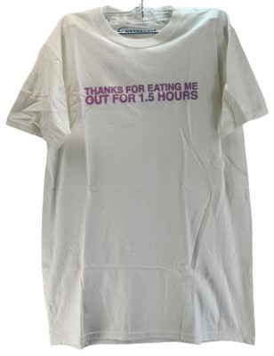 Netgear90 Adult Thanks for eating me out Graphic Short Sleeve Tee White SMALL