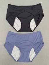 2 Pack Women Period Cotton Panties Leakproof Menstrual Underwear Briefs Panty