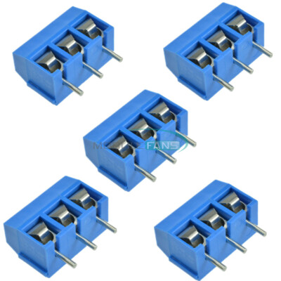 Lot De 50 Borniers à Vis Bleus KF301-3P - Pas De 5.08mm, Connexion Pour 3 Fils