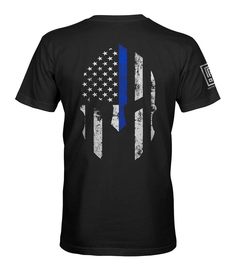 Camiseta delgada línea azul espartana bandera de Estados Unidos para hombre Foto 3 de 4