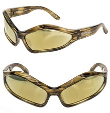 BALENCIAGA FENNEC 0314 Bronze Horn 003 Fashion Angular Oval Sunglasses BB0314