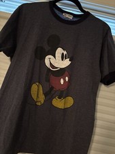 Vintage MICKEY MOUSE WALT DISNEY WORLD RINGER T-Shirt SMALL Blue