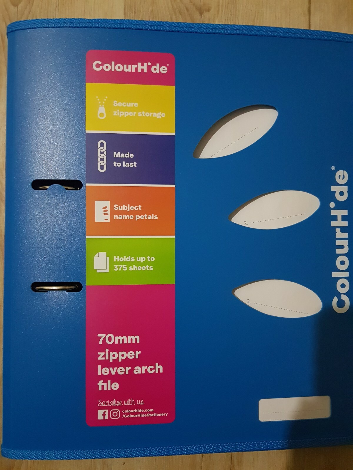 Qty 2 ColourHide My Zipper Binder A4 2 DRing 70mm Blue eBay