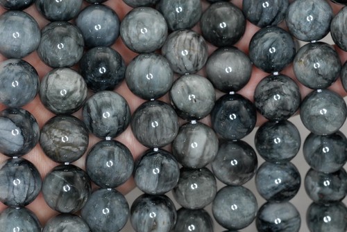 14MM DARK CHRYSOBERYL CAT EYE GEMSTONE GRADE A ROUND LOOSE BEADS 7inch - Picture 2 of 4