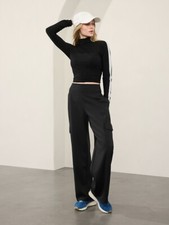 Athleta PS Petite Small Venice Cargo Wide Leg Pant Black NEW! #411453