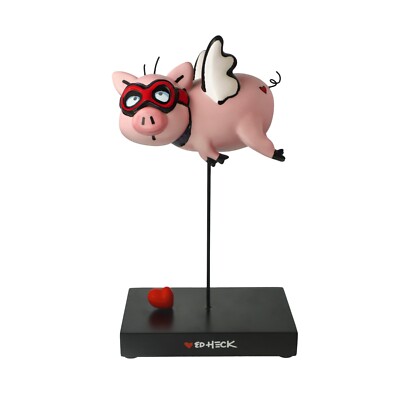 Ed Heck: Skulptur ''WHEN PIGS FLY'', Goebel Porzellan, neu, Rizzi / Britto