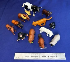 Safari LTD PVC Plastic Animal Lot Beaver Wolf Penguin Moose Cow Raccoon Lion Ape