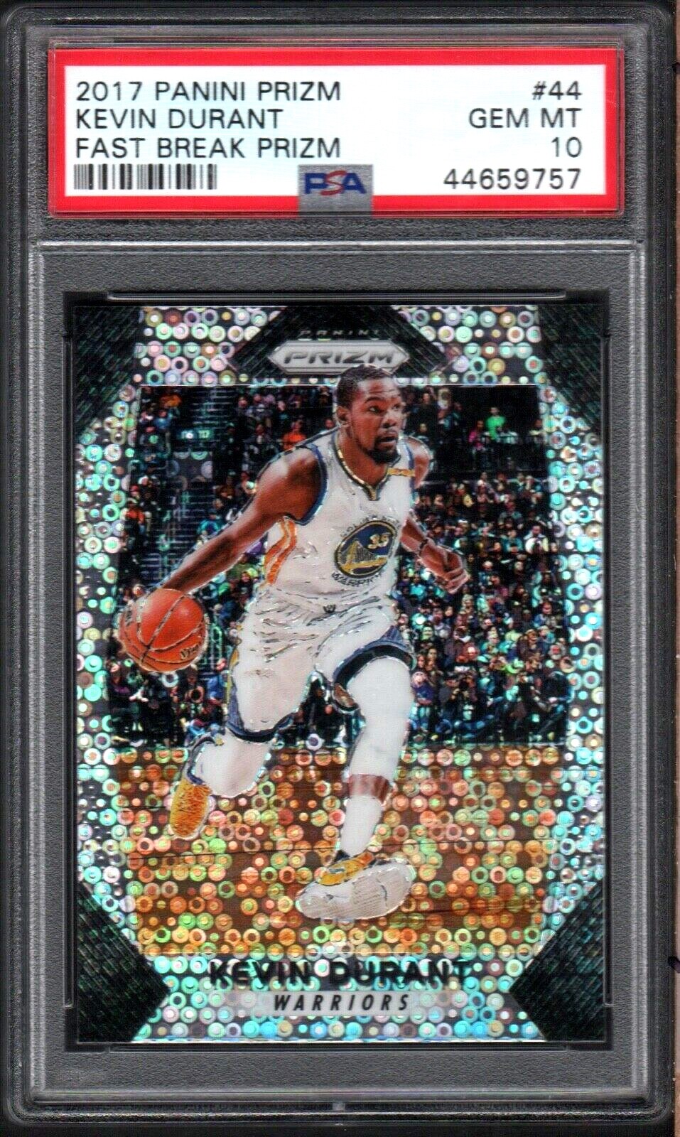 2017 Panini Prizm #44 KEVIN DURANT Fast Break Prizm POP 34 SP PSA 10 GEM MINT